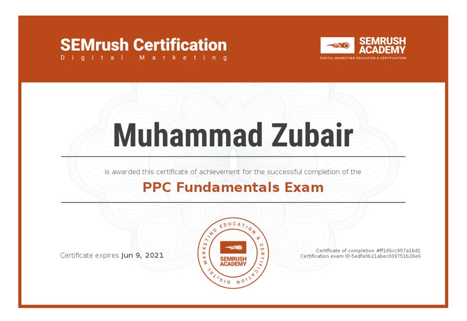 SEMrush PPC Fundamentals Certificate