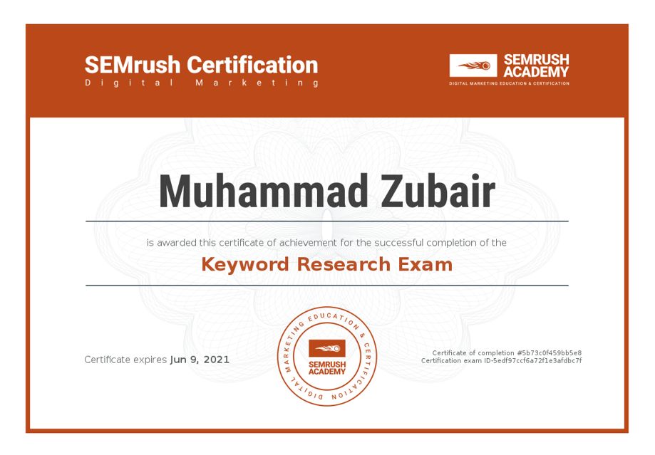 SEMrush Keyword Research Certificate