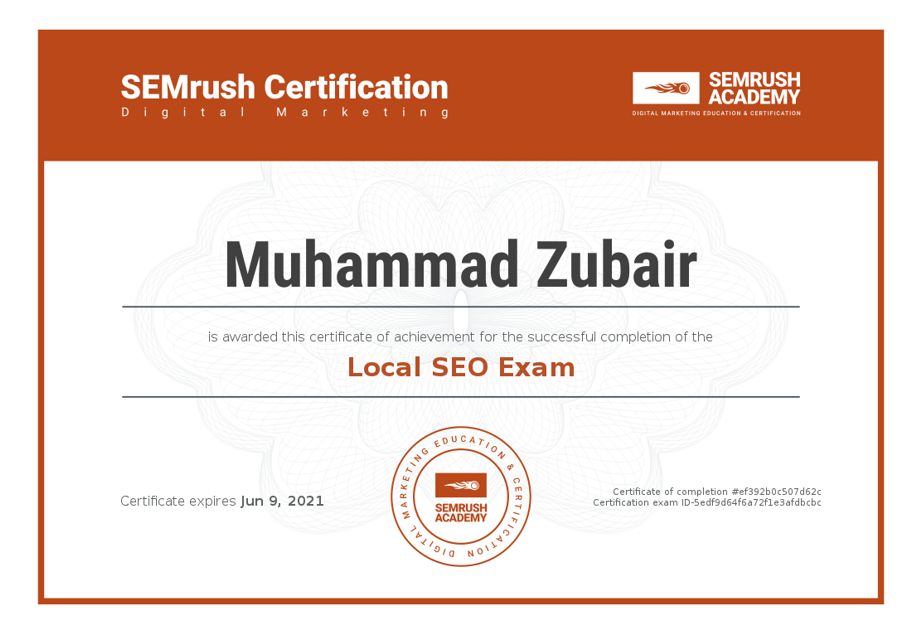 SEMrush Local SEO Certificate