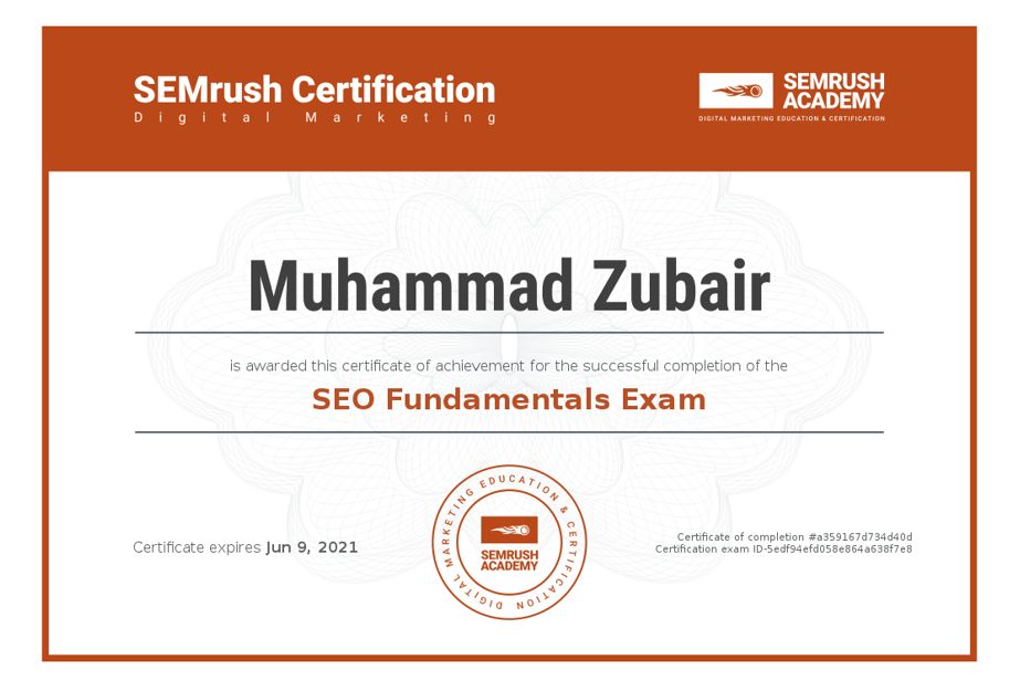 SEMrush SEO Fundamentals Certificate